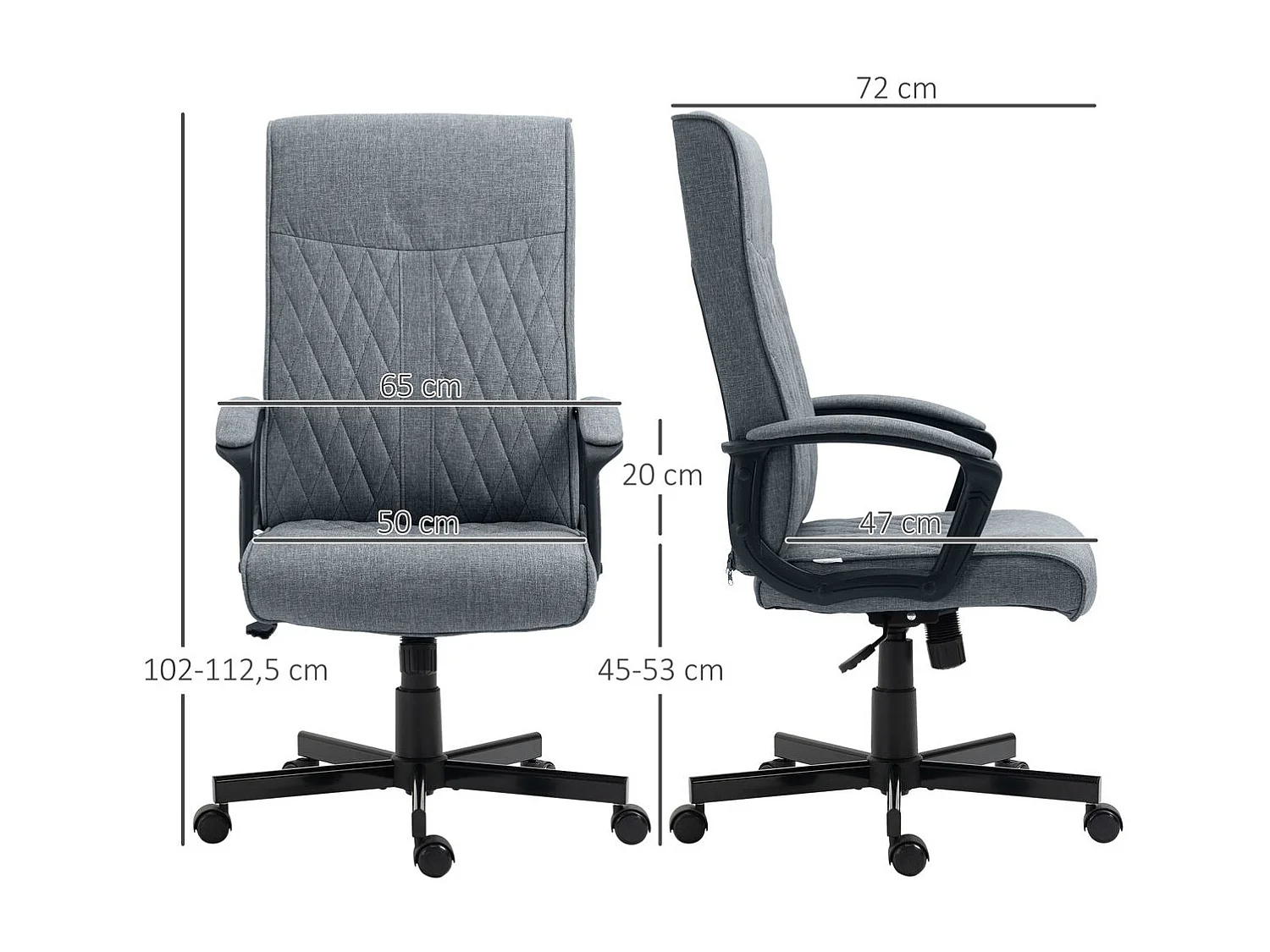 Silla de oficina gris oscuro 65x72x112.5 cm Vinsetto