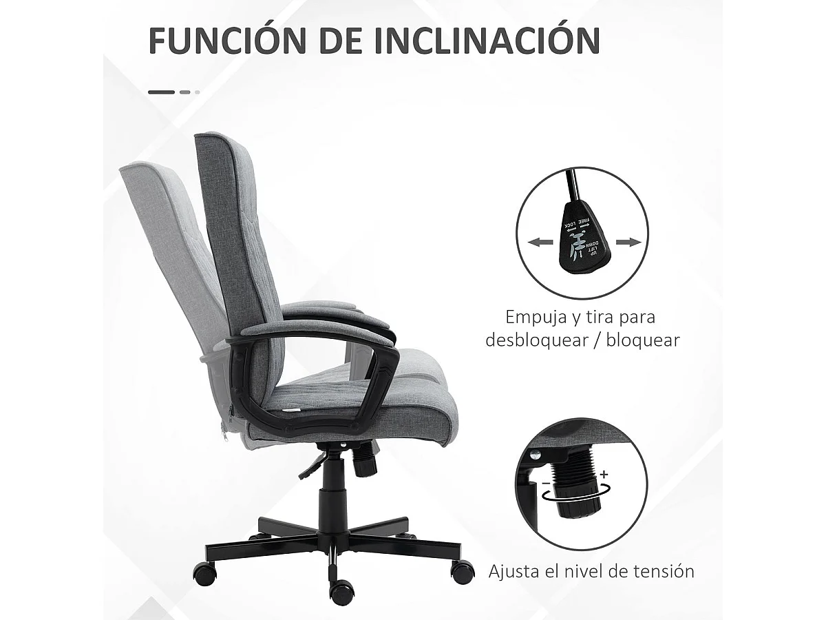 Silla de oficina gris oscuro 65x72x112.5 cm Vinsetto