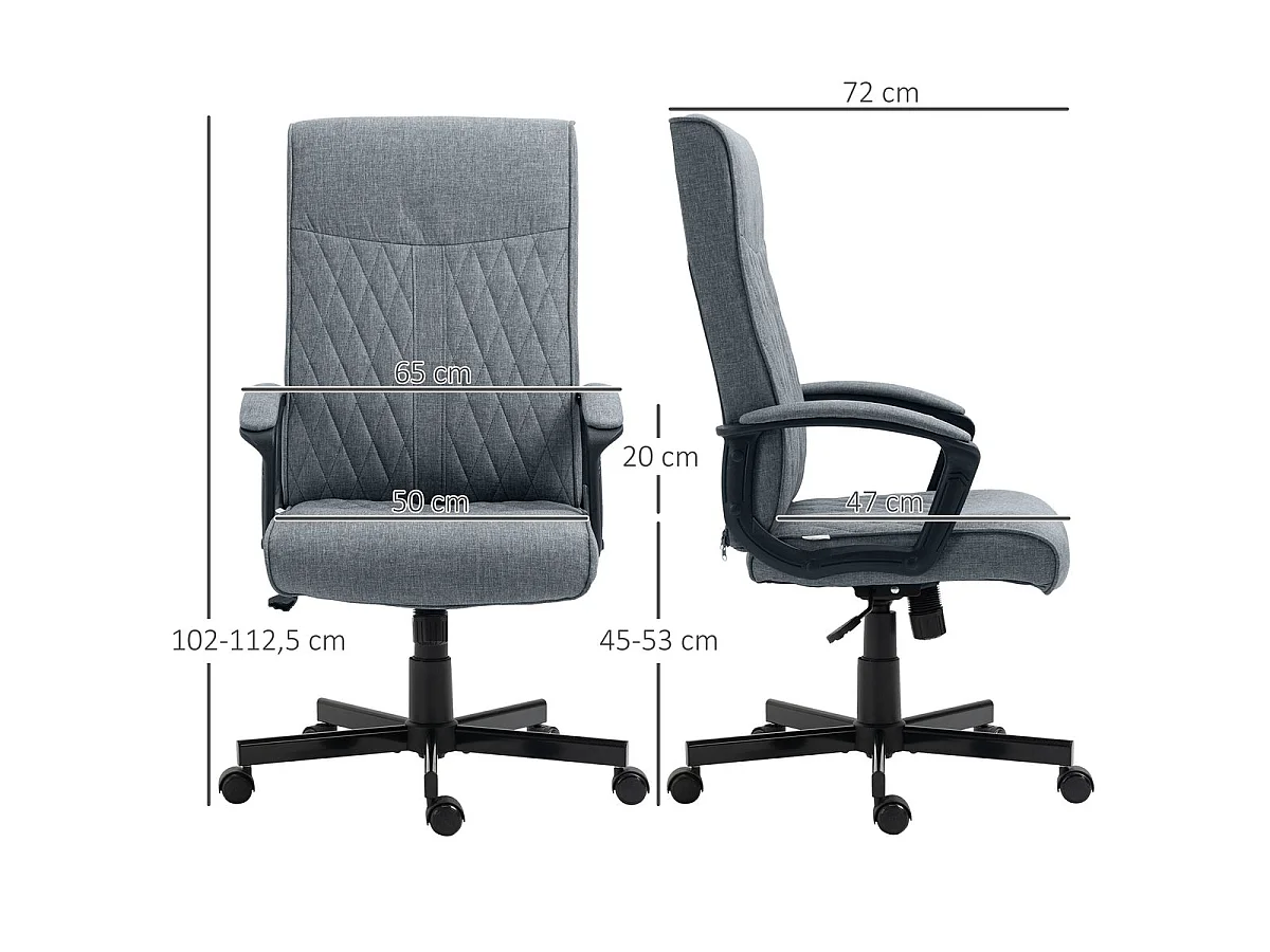 Silla de oficina gris oscuro 65x72x112.5 cm Vinsetto