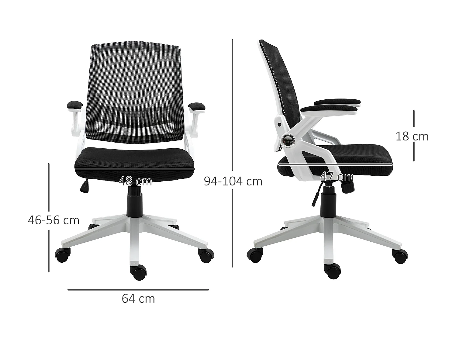 Silla de oficina negro 61x61x104 cm Vinsetto