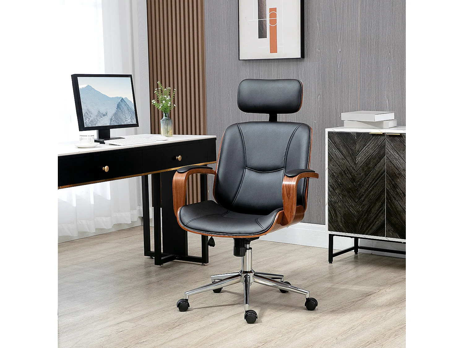 Silla de oficina negro 63x62x120 cm Vinsetto