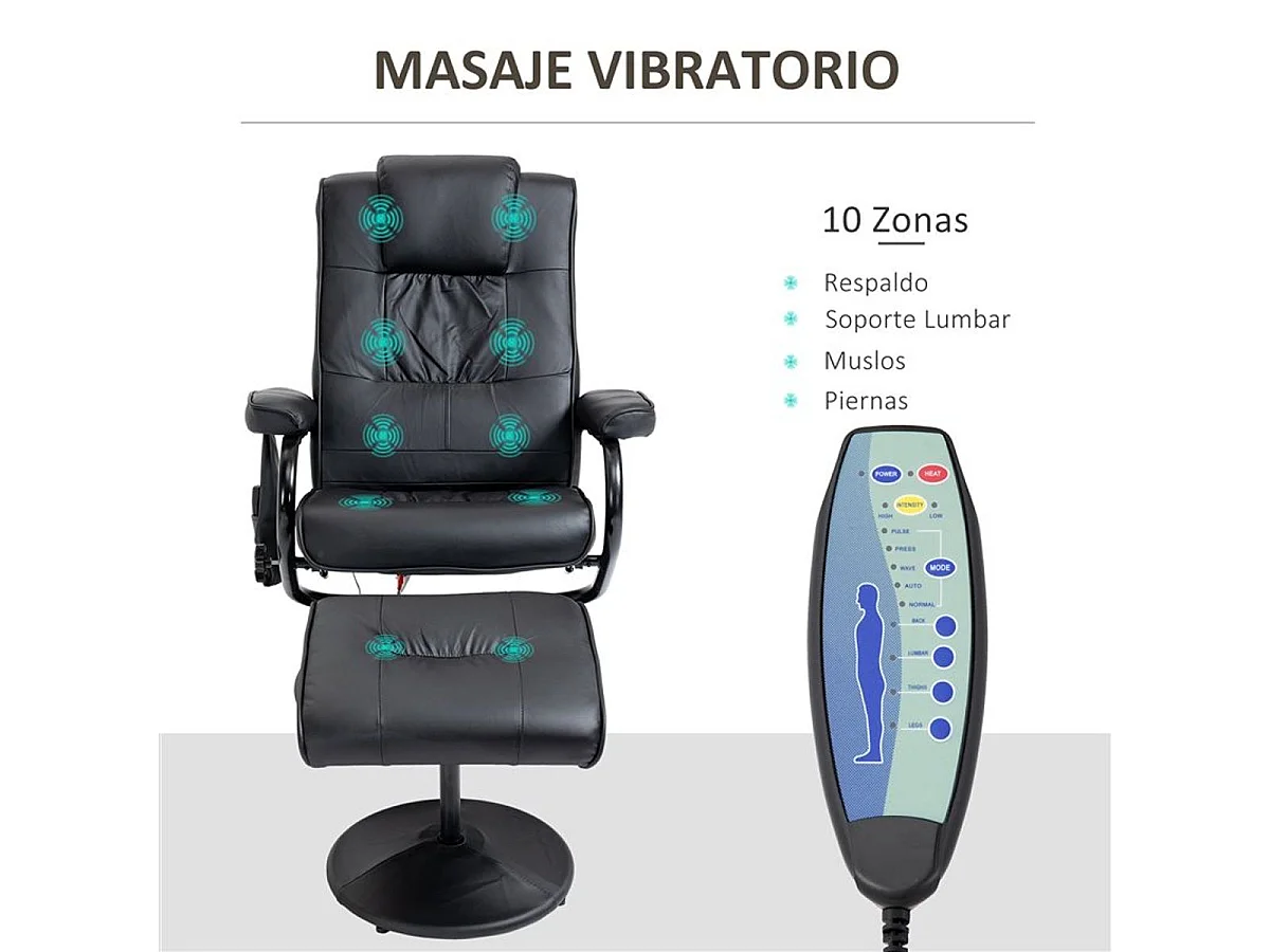 Sillón de masaje eléctrico negro 77x84x95 cm HOMCOM