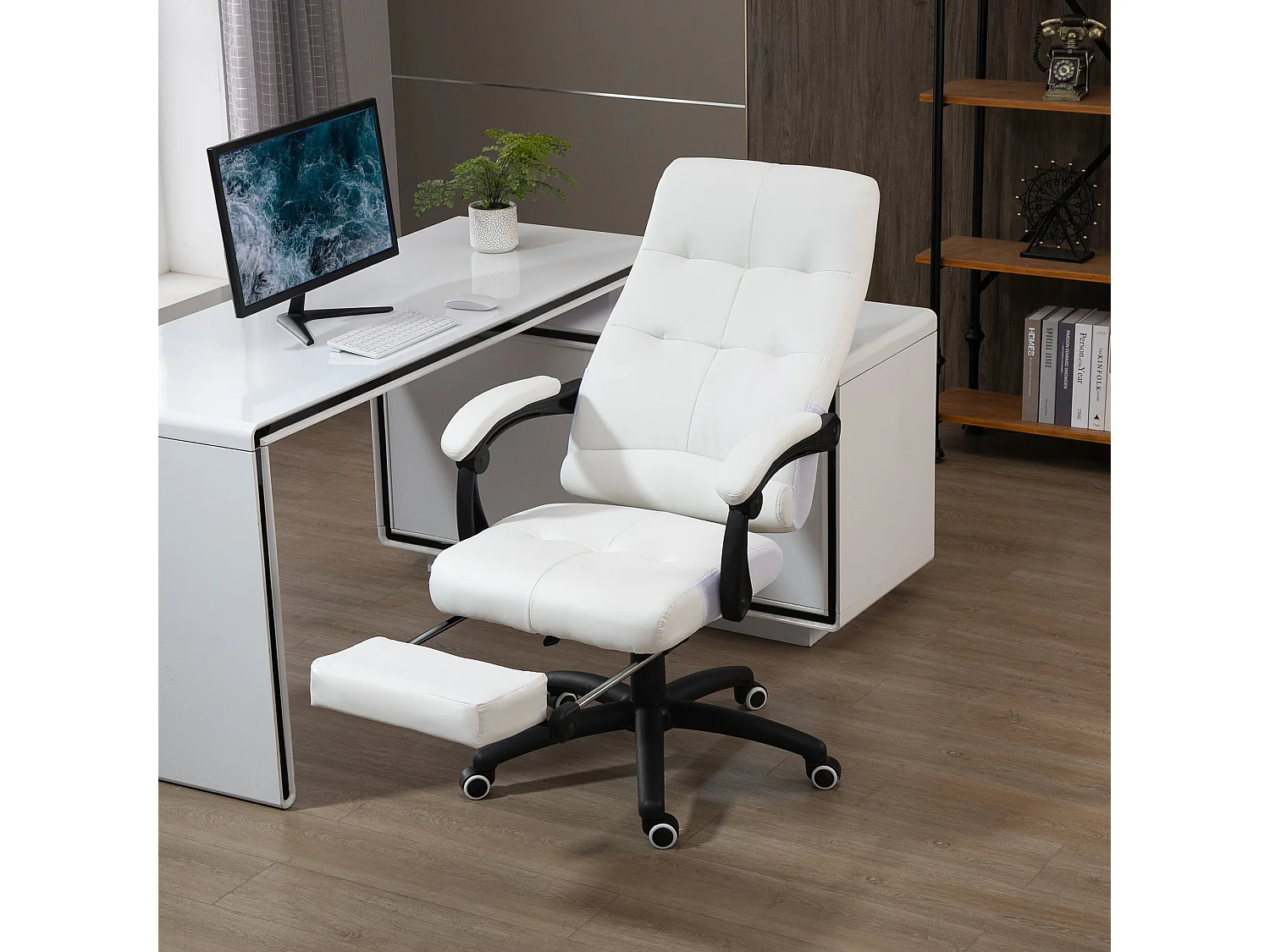 Silla de oficina blanco 65x65x125 cm Vinsetto