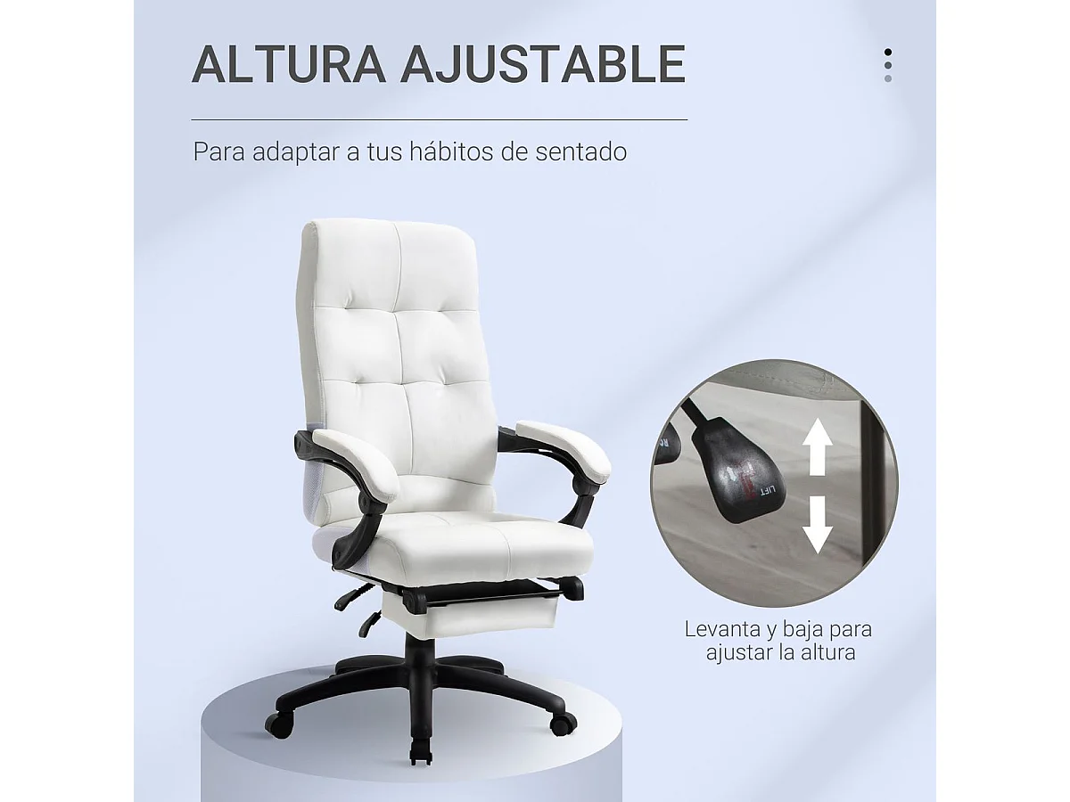 Silla de oficina blanco 65x65x125 cm Vinsetto