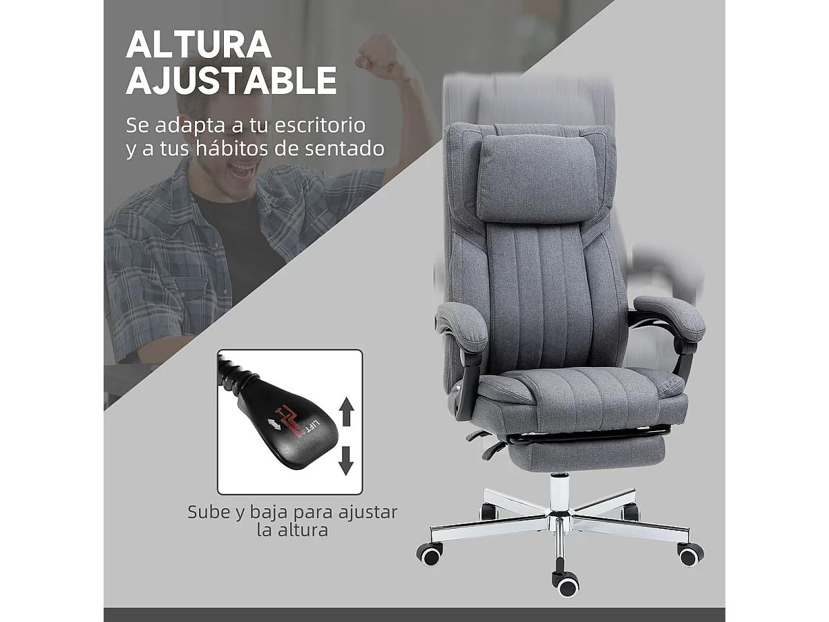 Silla de oficina gris 65x61x113 cm Vinsetto