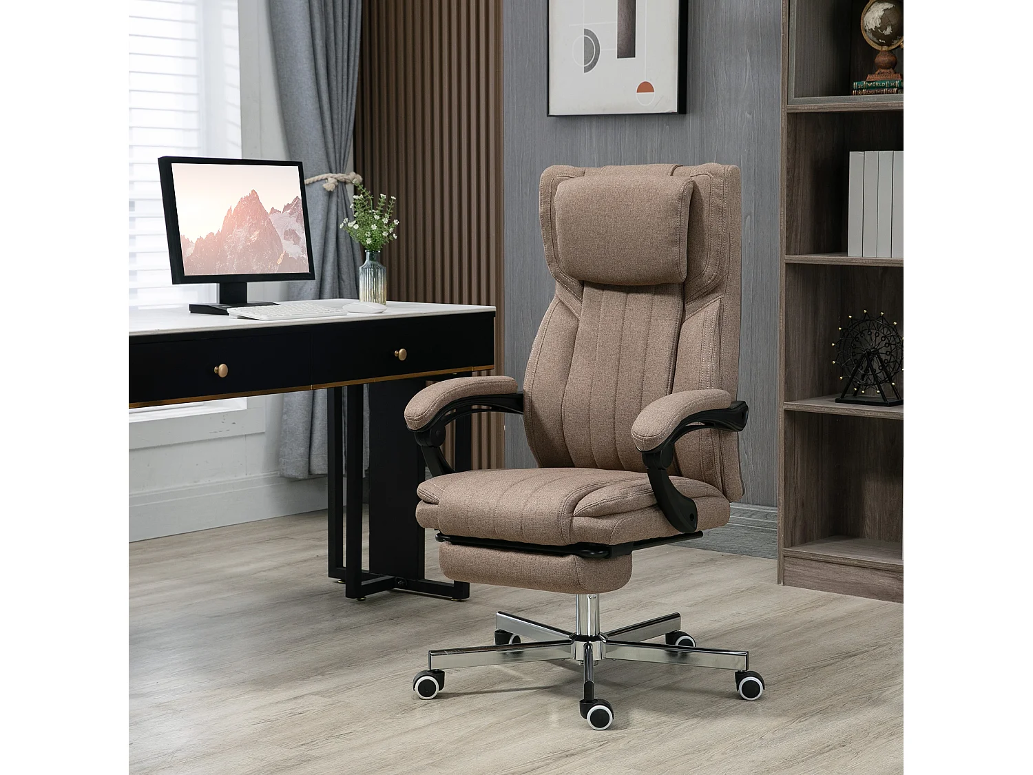 Silla de oficina marrón 65x61x113 cm Vinsetto