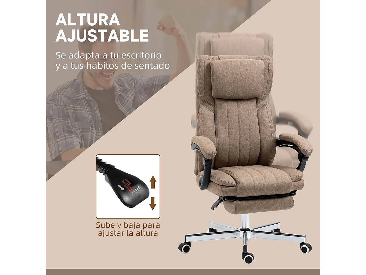 Silla de oficina marrón 65x61x113 cm Vinsetto