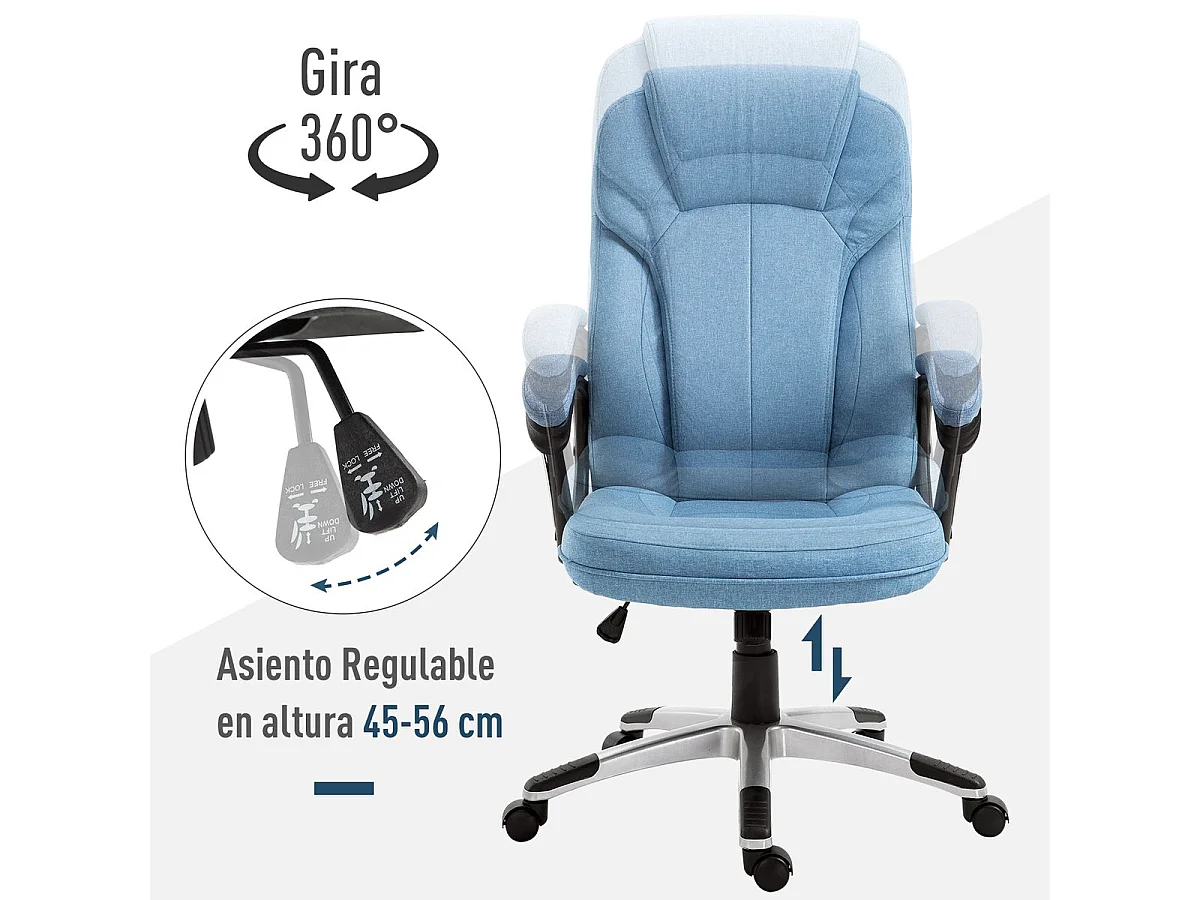 Silla de oficina azul claro 66x75x120 cm Vinsetto