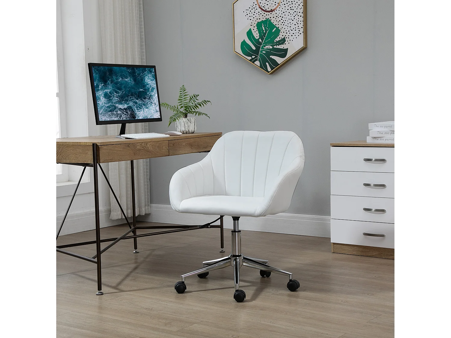 Silla de oficina blanco 60x59x89 cm Vinsetto