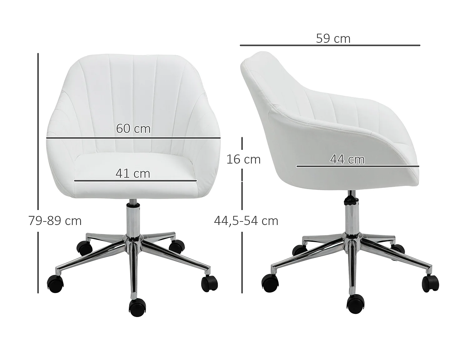 Silla de oficina blanco 60x59x89 cm Vinsetto