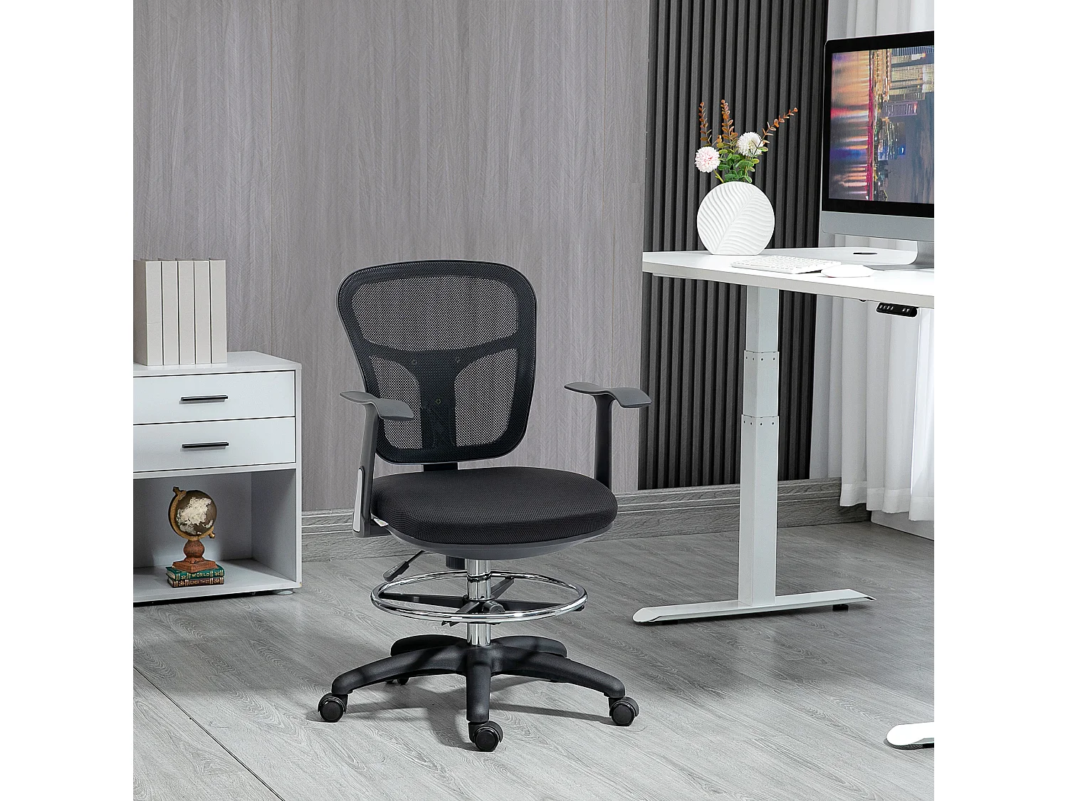 Silla de escritorio negro 59x59x115 cm Vinsetto