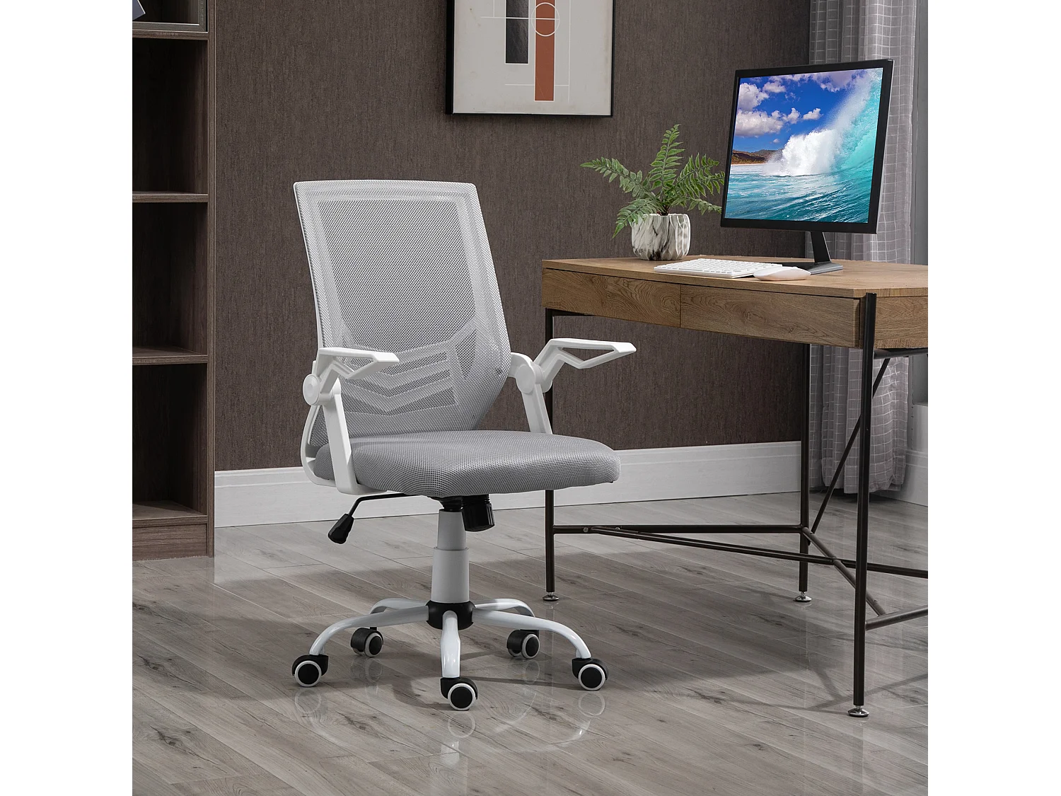 Silla de oficina gris 62.5x55x104 cm Vinsetto