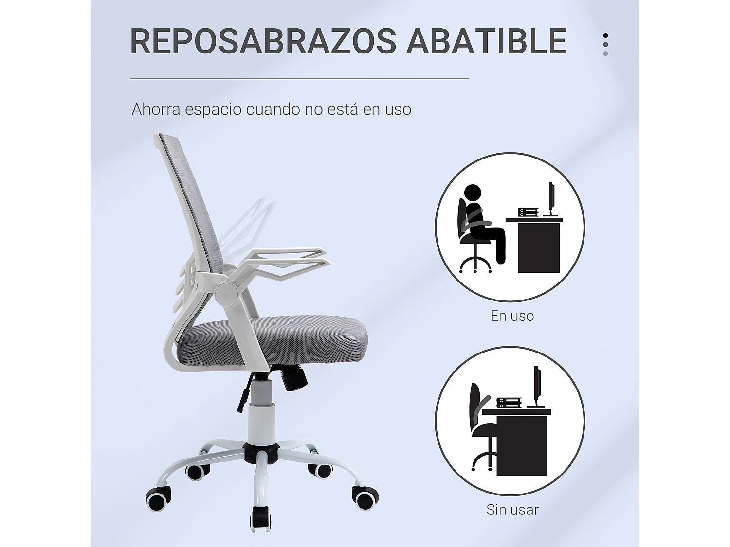 Silla de oficina gris 62.5x55x104 cm Vinsetto