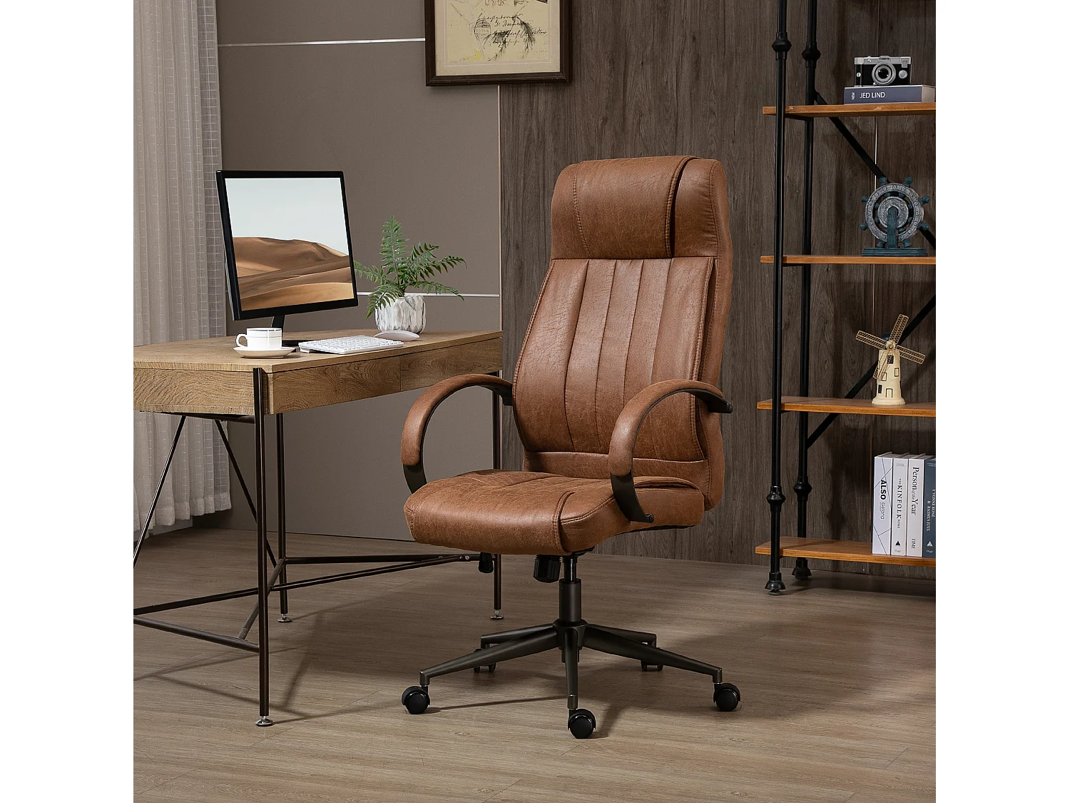 Silla de oficina marrón 61.5x52.5x126 cm Vinsetto