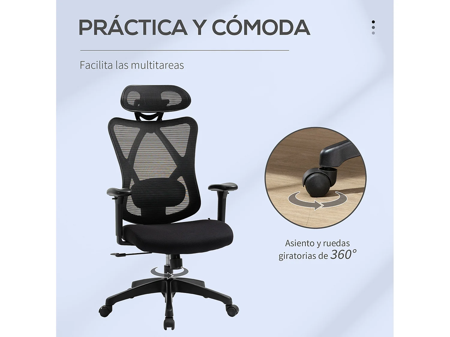 Silla de oficina negro 67x64x127 cm Vinsetto