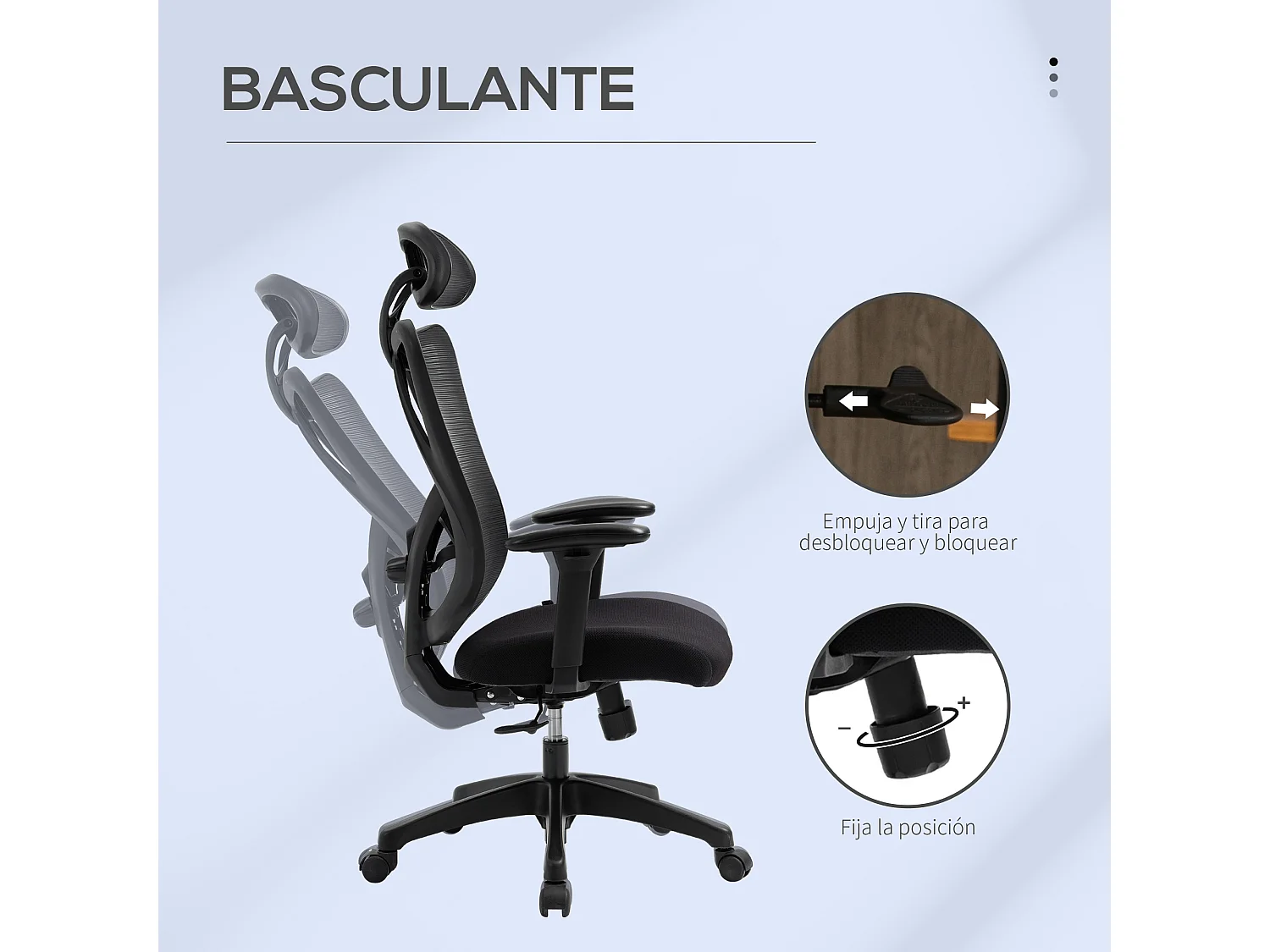 Silla de oficina negro 67x64x127 cm Vinsetto