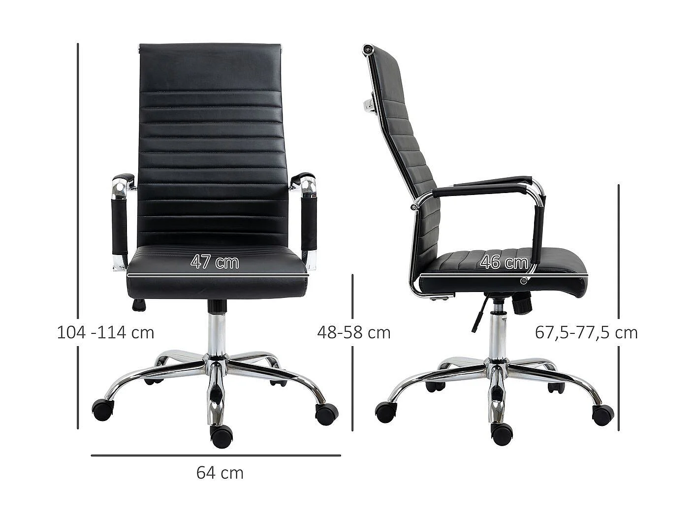 Silla de oficina negro 54x62x114 cm Vinsetto