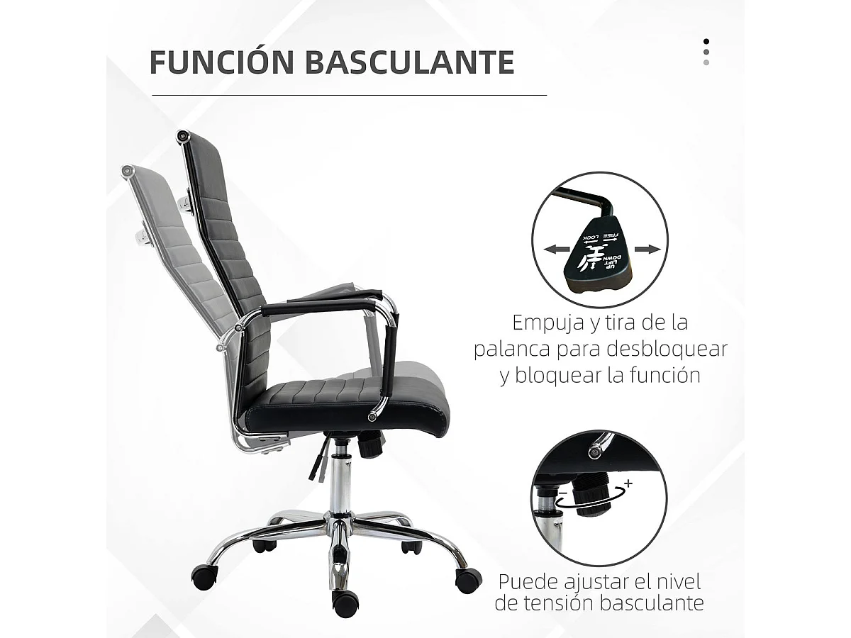 Silla de oficina negro 54x62x114 cm Vinsetto