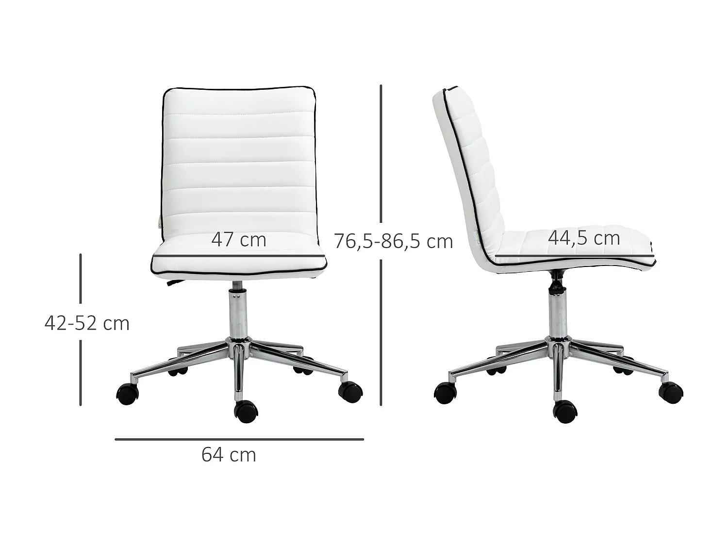 Silla de oficina blanco 47x57x86.5 cm Vinsetto