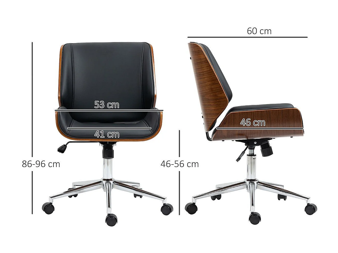 Silla de oficina negro 51x65.5x92 cm Vinsetto