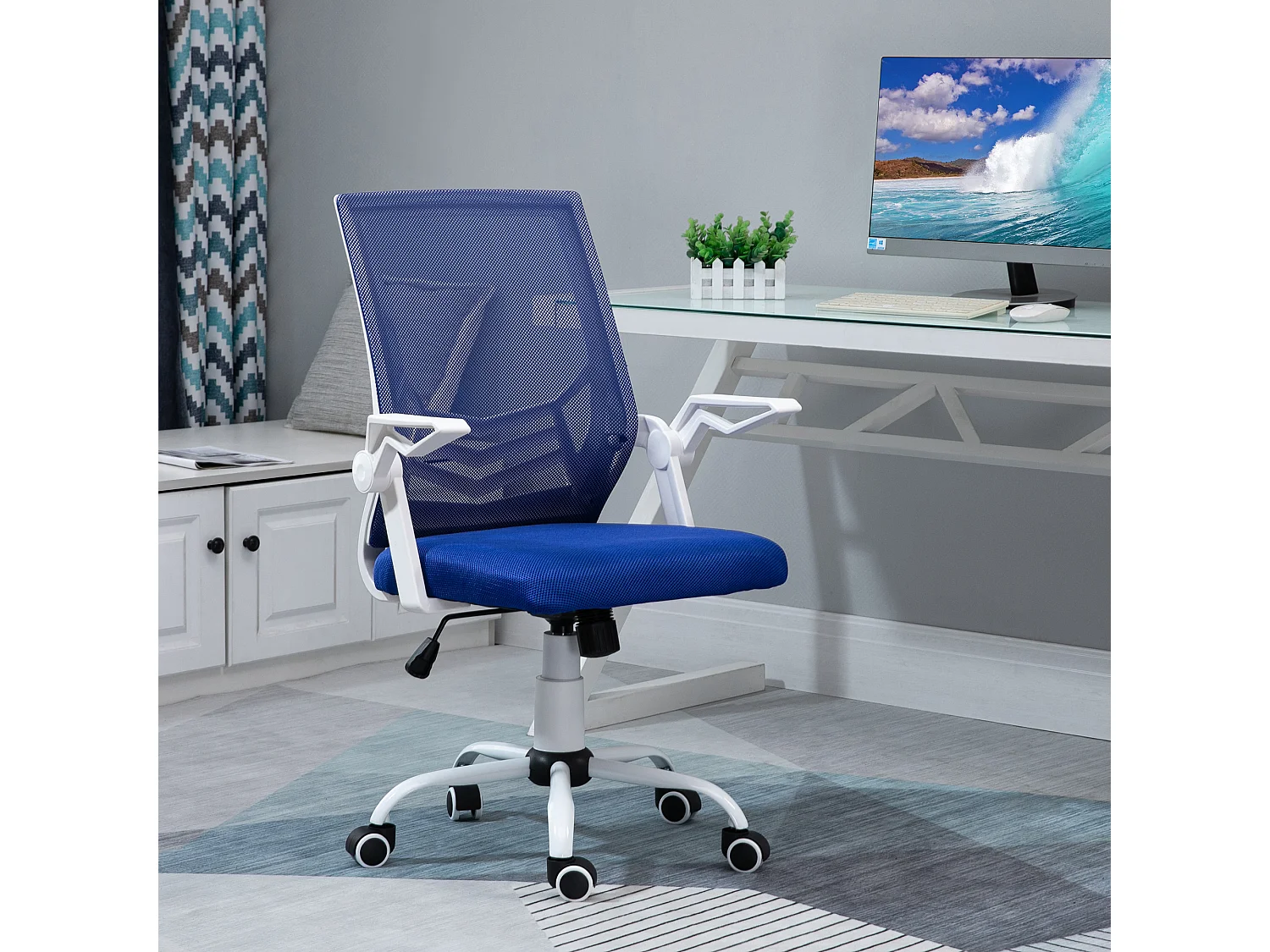 Silla de oficina azul 62.5x55x104 cm Vinsetto