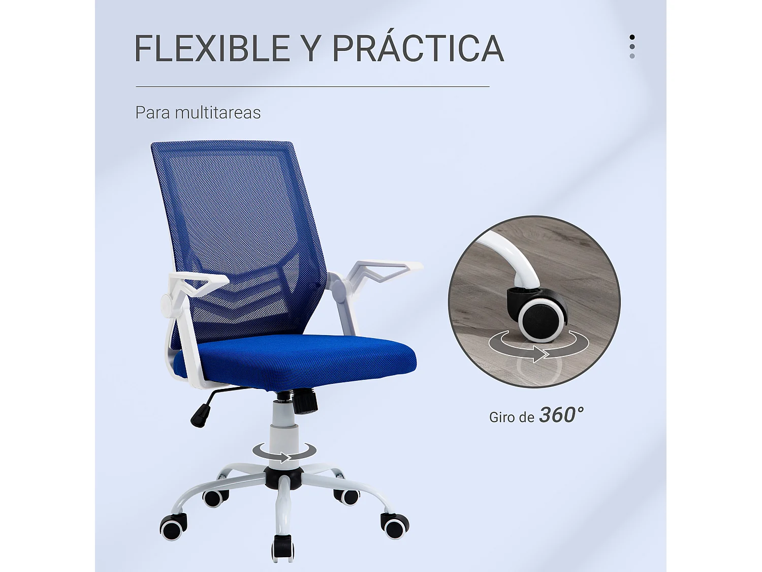 Silla de oficina azul 62.5x55x104 cm Vinsetto