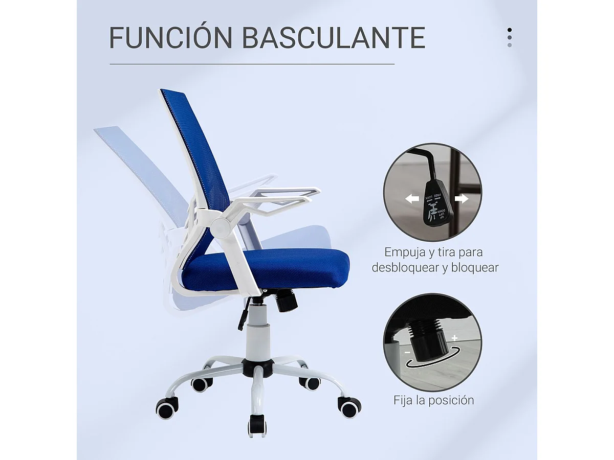 Silla de oficina azul 62.5x55x104 cm Vinsetto
