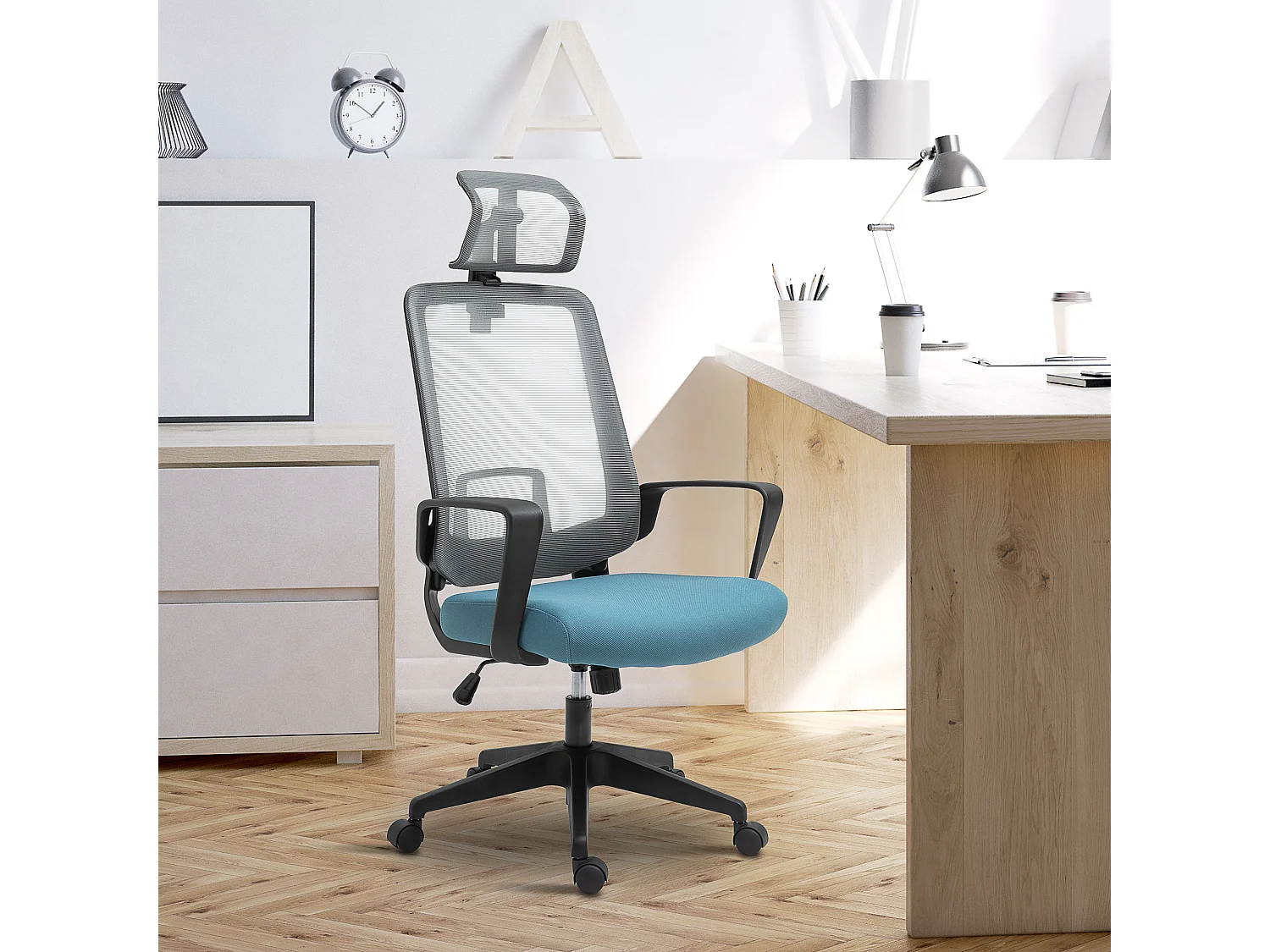 Silla de oficina azul 63.5x63x125.5 cm Vinsetto