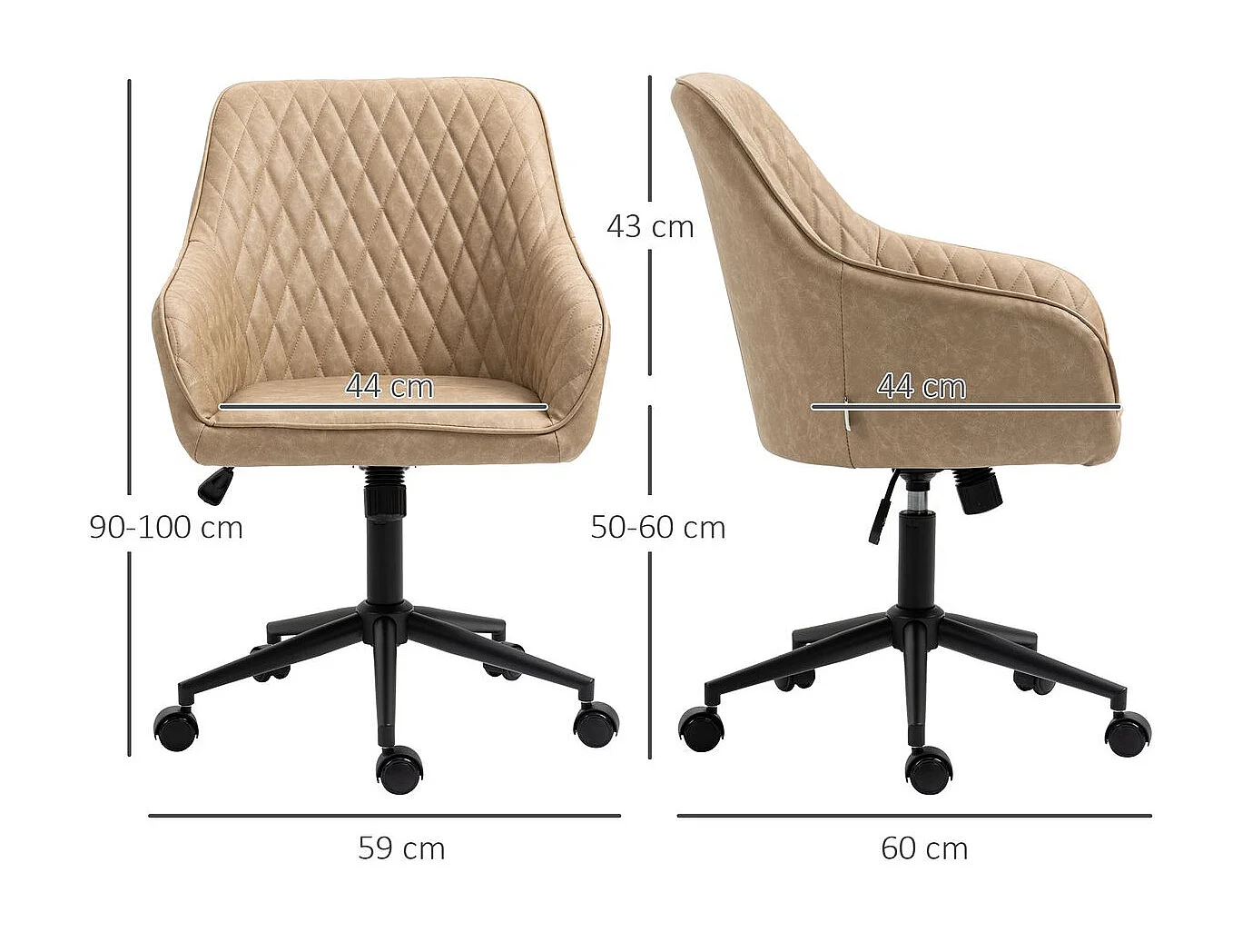 Silla de oficina marrón 59x60x100 cm Vinsetto