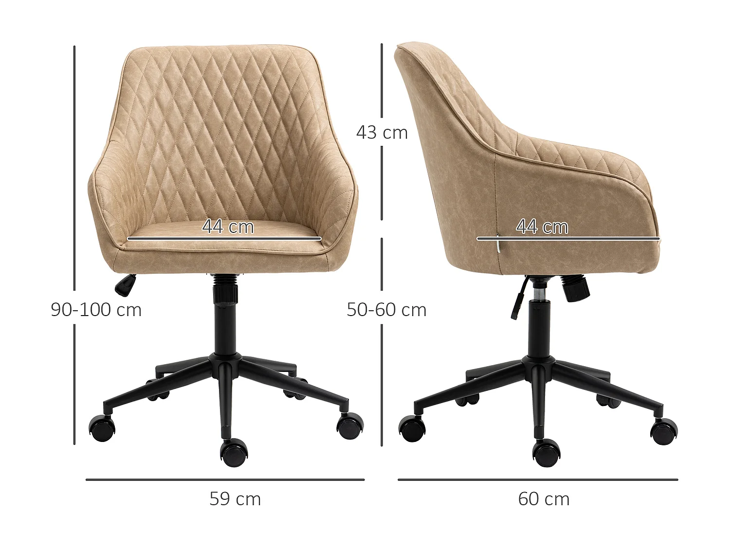 Silla de oficina marrón 59x60x100 cm Vinsetto