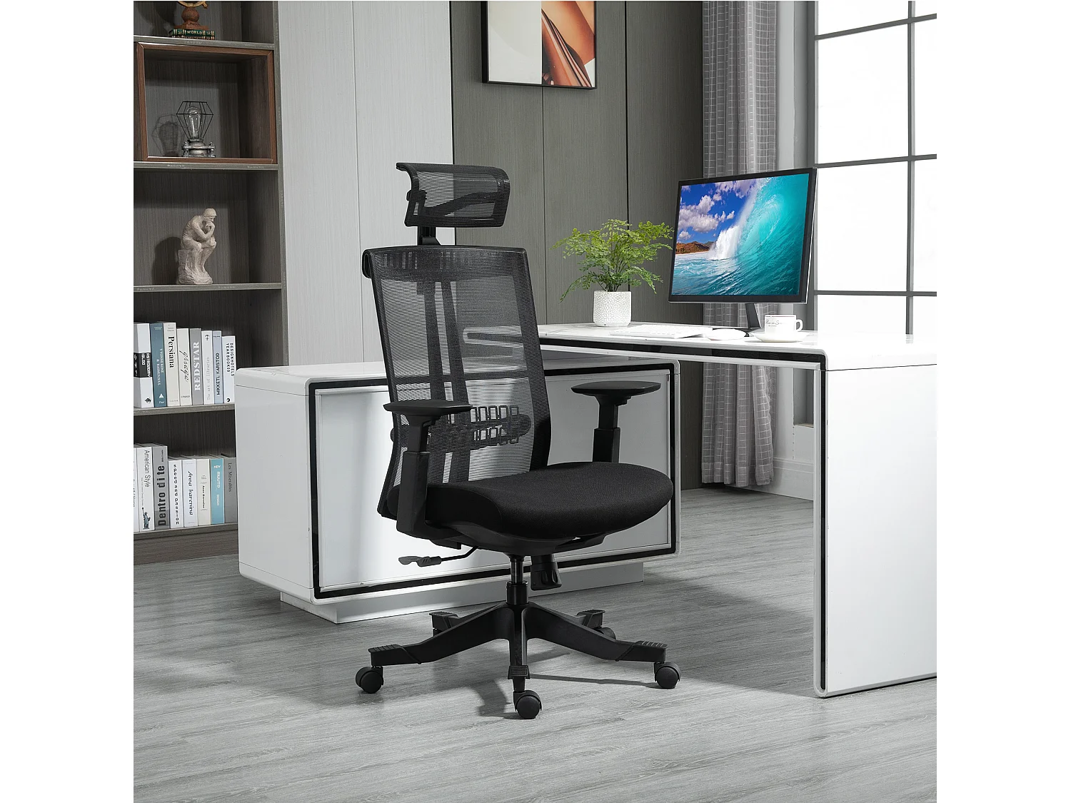 Silla de oficina negro 66.5x66x118 cm Vinsetto