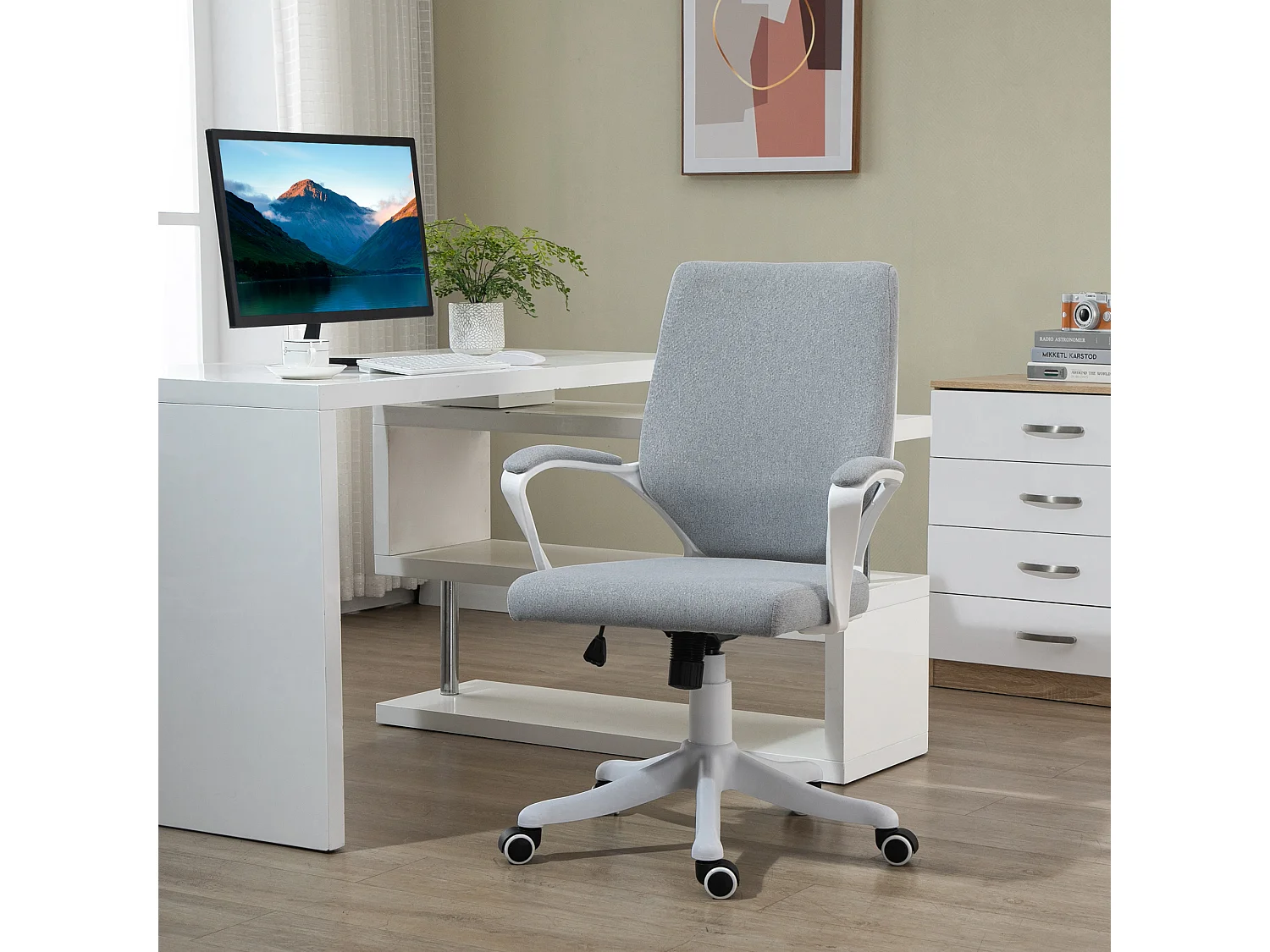 Silla de oficina gris 62x69x100 cm Vinsetto