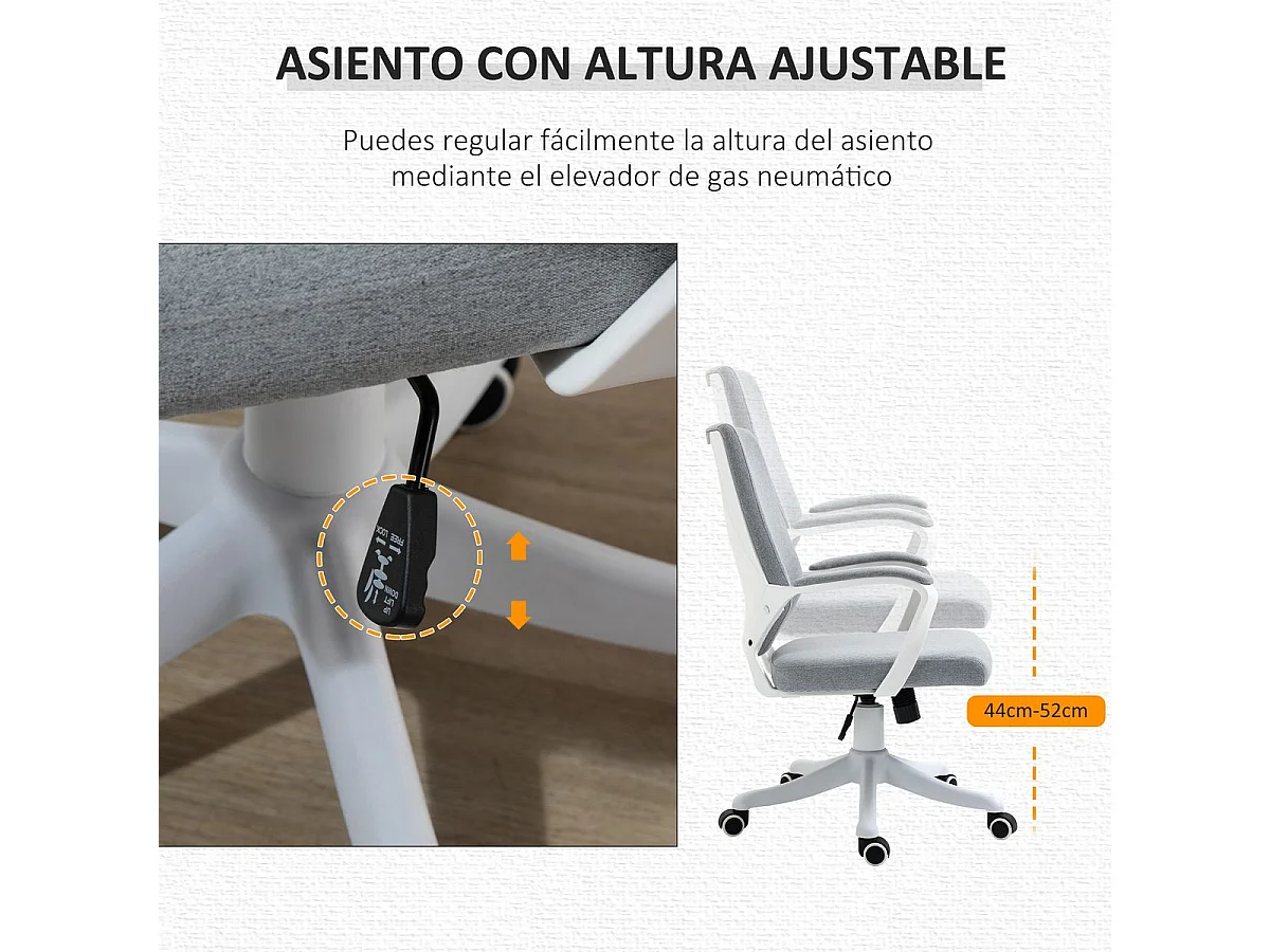 Silla de oficina gris 62x69x100 cm Vinsetto