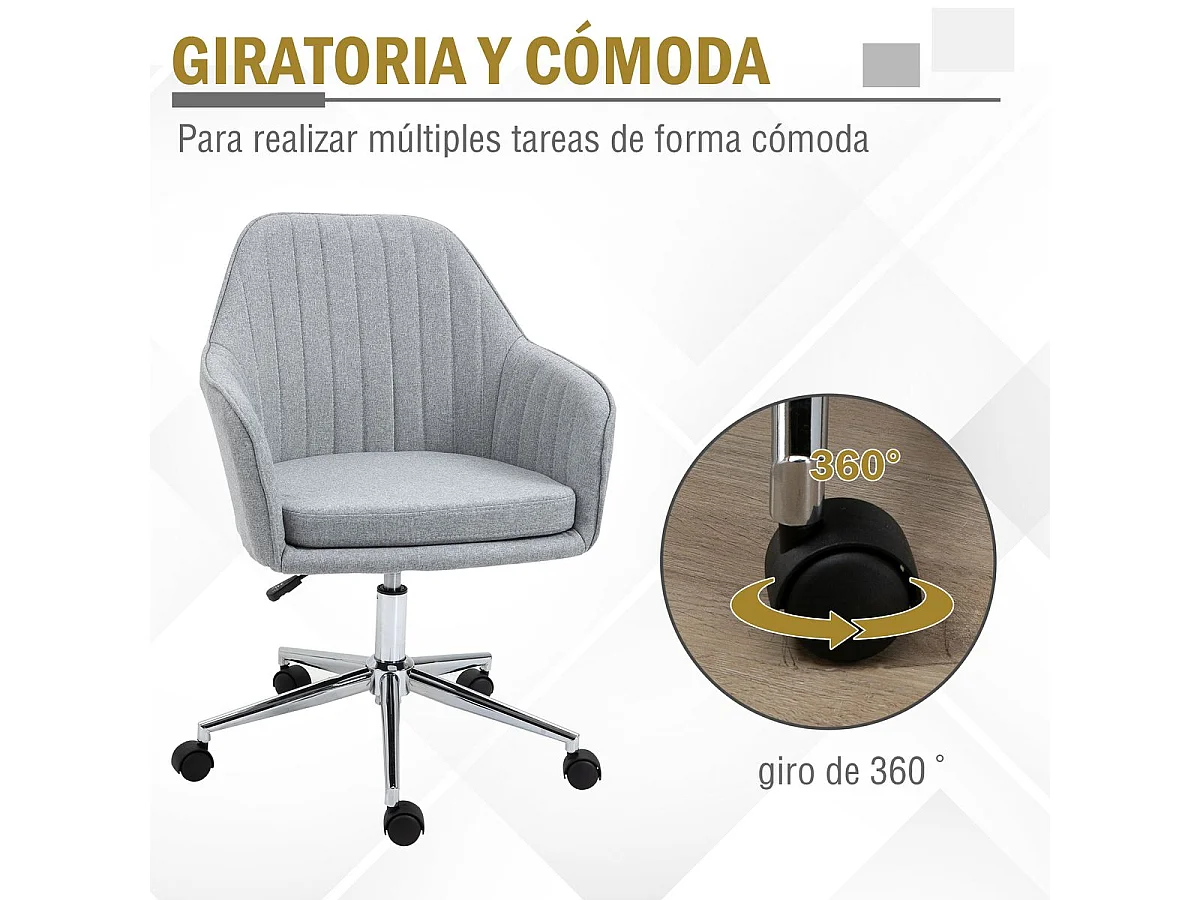 Silla de oficina gris 61x59x96 cm Vinsetto