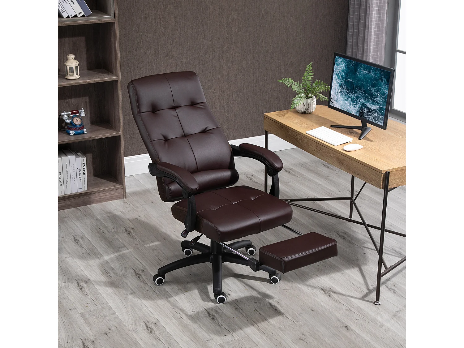 Silla de oficina marrón 65x65x125 cm Vinsetto