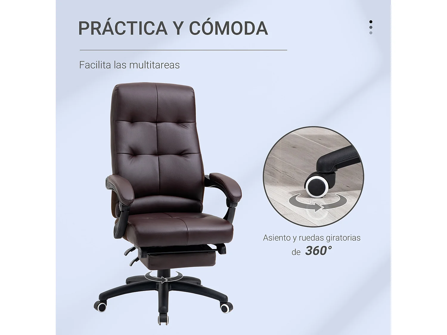 Silla de oficina marrón 65x65x125 cm Vinsetto