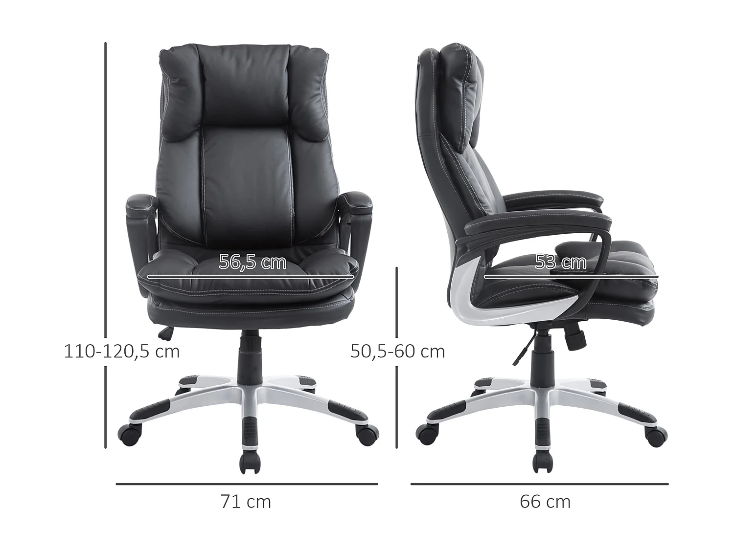 Silla de oficina negro 66x71x120.5 cm HOMCOM