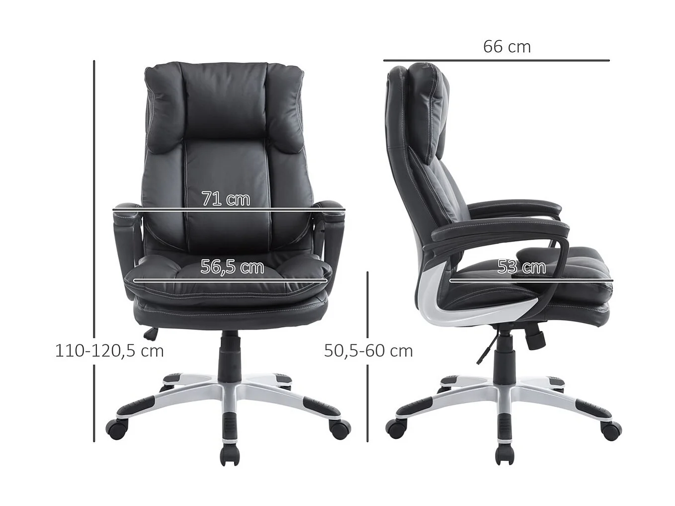 Silla de oficina negro 66x71x120.5 cm HOMCOM