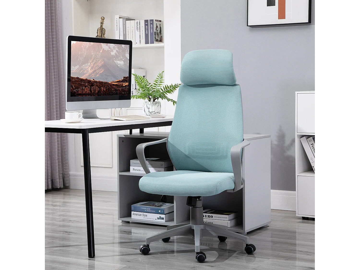 Silla de oficina azul 64x55x126 cm Vinsetto