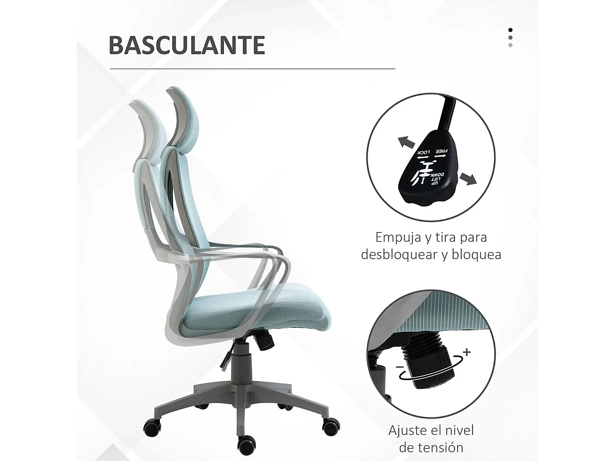 Silla de oficina azul 64x55x126 cm Vinsetto