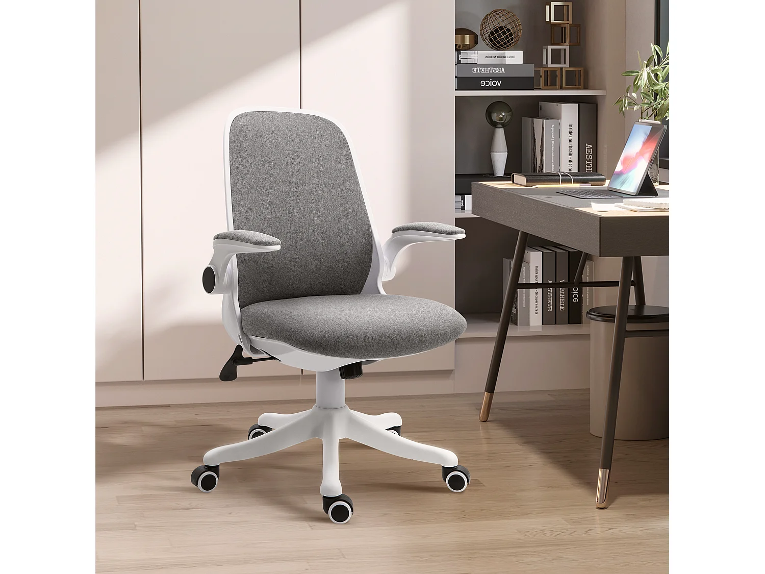 Silla de escritorio gris 62.5x60x104 cm Vinsetto