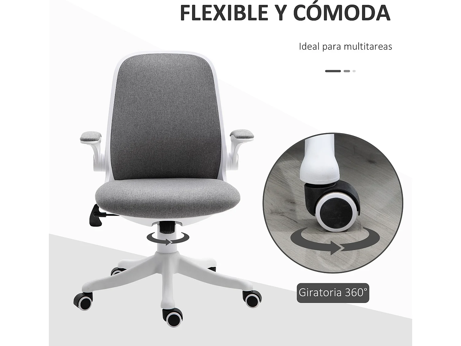 Silla de escritorio gris 62.5x60x104 cm Vinsetto