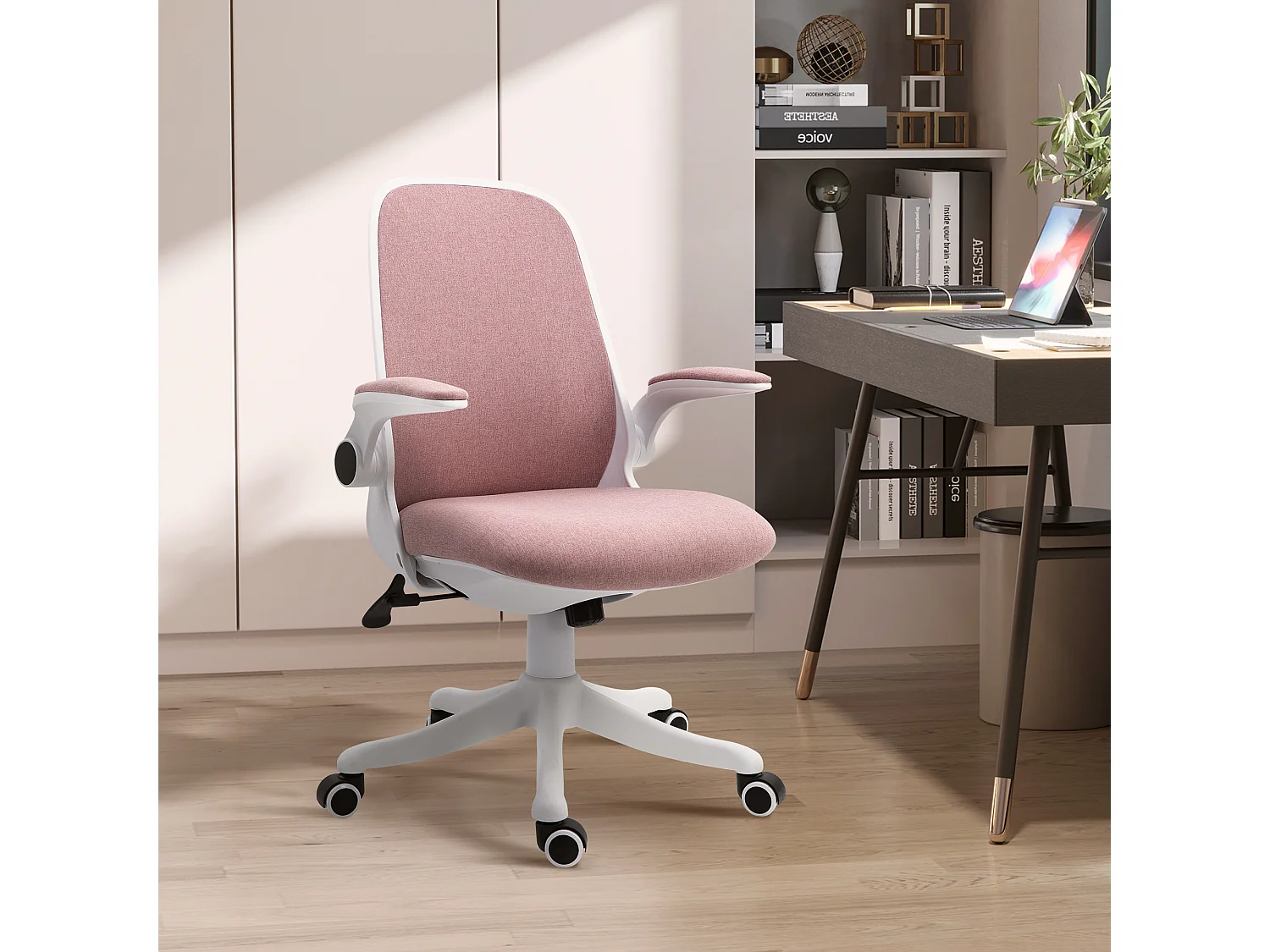 Silla de escritorio rosa 62.5x60x104 cm Vinsetto