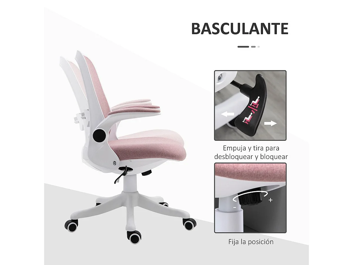 Silla de escritorio rosa 62.5x60x104 cm Vinsetto