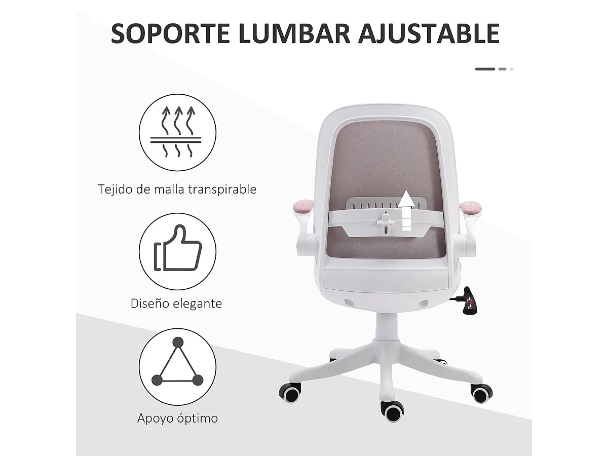 Silla de escritorio rosa 62.5x60x104 cm Vinsetto