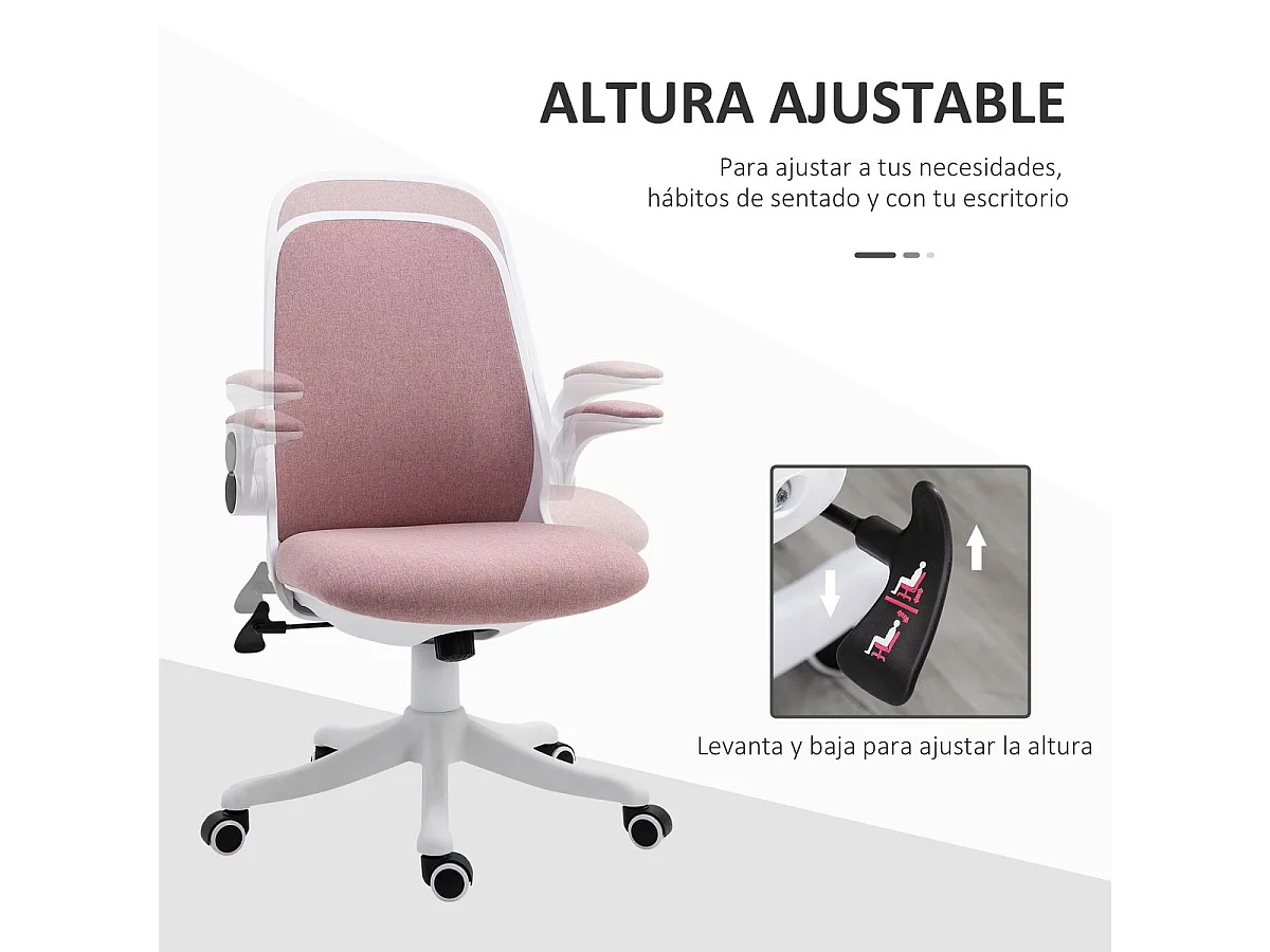 Silla de escritorio rosa 62.5x60x104 cm Vinsetto