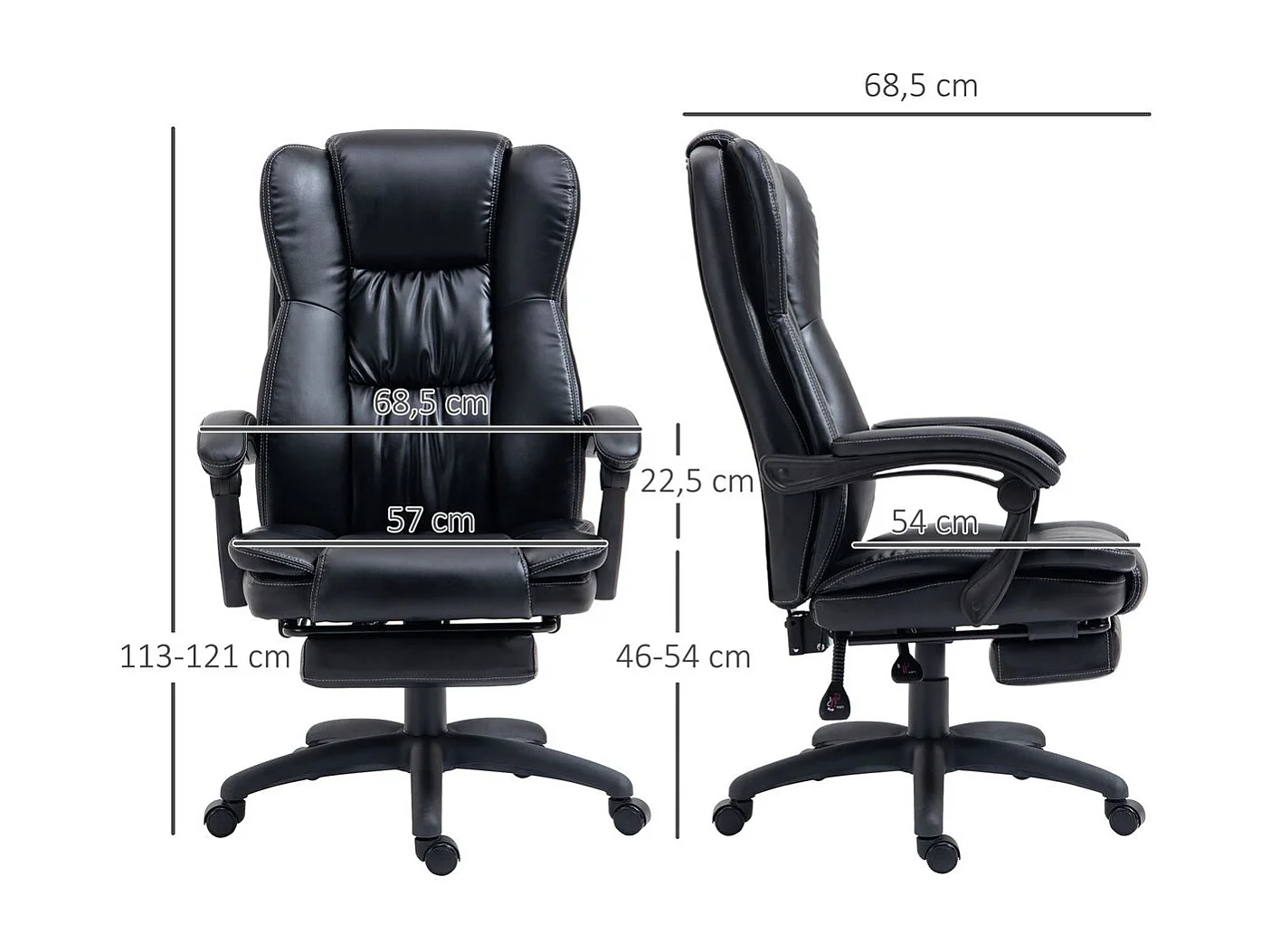 Silla de oficina con masaje negro 68.5x68.5x121 cm Vinsetto