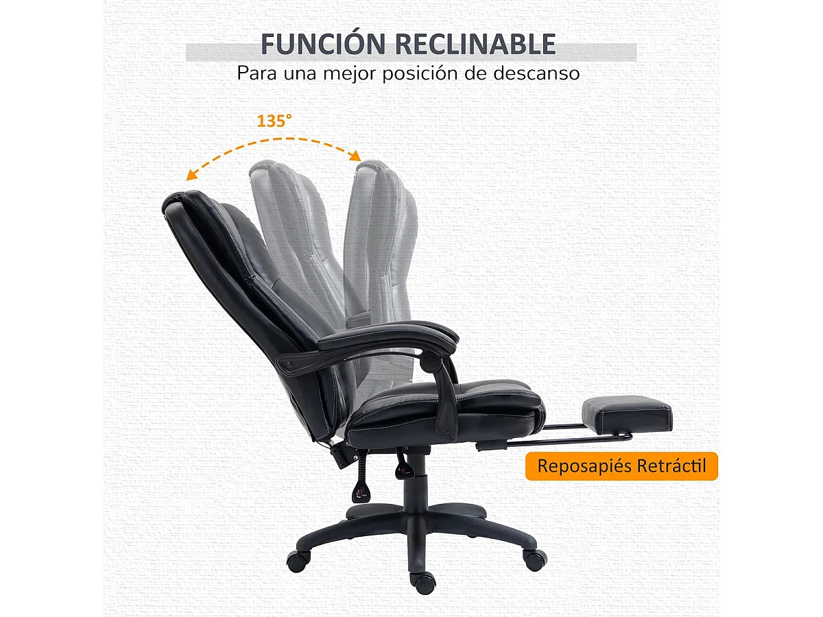 Silla de oficina con masaje negro 68.5x68.5x121 cm Vinsetto