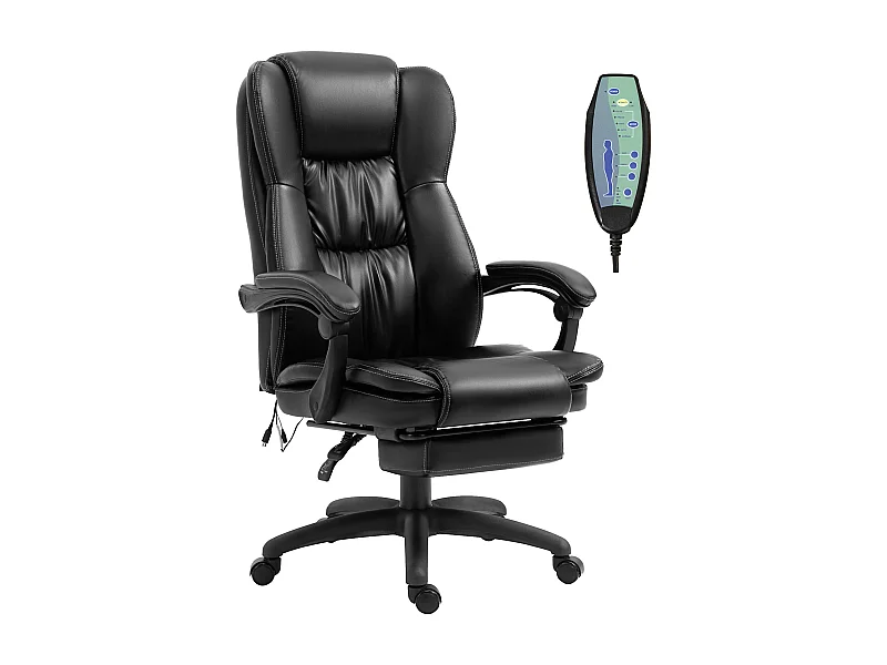 Silla de oficina con masaje negro 68.5x68.5x121 cm Vinsetto