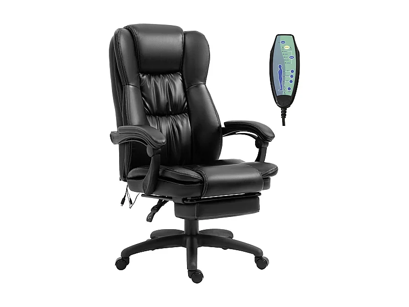 Silla de oficina con masaje negro 68.5x68.5x121 cm Vinsetto